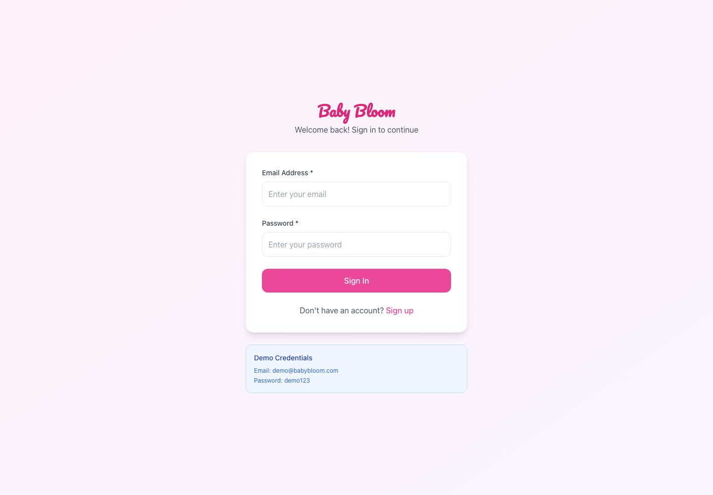 Baby Bloom landing page