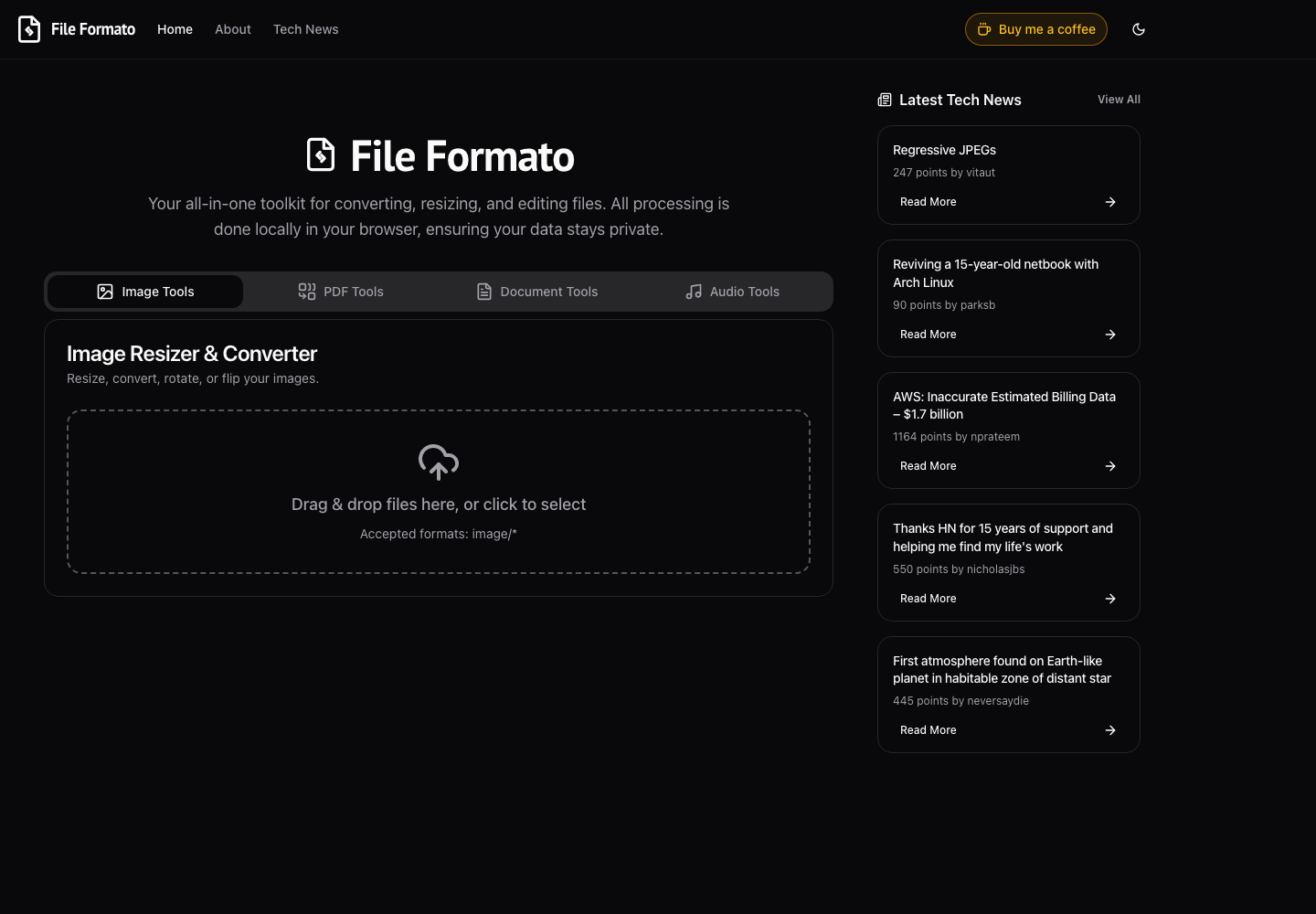 File Formato landing page