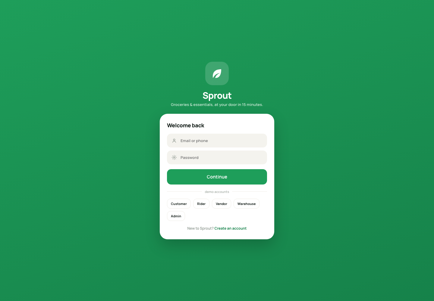 Sprout landing page